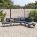 vidaXL, vidaXL Gartenbänke 4 Stk. mit Kissen Schwarz Pulverbeschichteter Stahl