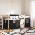 vidaXL, vidaXL Etagenbett mit Vorhängen Weiß & Schwarz 90x190 cm Kiefernholz