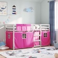 vidaXL, vidaXL Etagenbett mit Vorhängen Rosa 90x190 cm Massivholz Kiefer