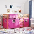 vidaXL, vidaXL Etagenbett mit Vorhängen Rosa 90x200 cm Massivholz Kiefer