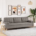 vidaXL, vidaXL Sofa 3-Sitzer mit Zierkissen Taupe 210 cm Stoff