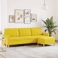 vidaXL, vidaXL 3-Sitzer-Sofa mit Hocker Hellgelb 210 cm Stoff