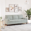 vidaXL, vidaXL 3-Sitzer-Sofa mit Zierkissen Hellgrau 180 cm Samt