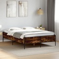 vidaXL, vidaXL Bettgestell Räuchereiche 120x200 cm Holzwerkstoff und Metall