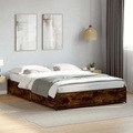vidaXL, vidaXL Bettgestell Räuchereiche 135x190 cm Holzwerkstoff und Metall