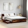 vidaXL, vidaXL Bettgestell mit Schubladen Räuchereiche 135x190cm Holzwerkstoff