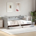 vidaXL, vidaXL Tagesbett mit Schubladen Betongrau 75x190 cm Holzwerkstoff