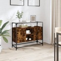 vidaXL, vidaXL Sideboard mit Glasplatte Räuchereiche 98x35x81 cm Holzwerkstoff