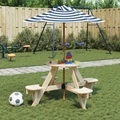 vidaXL, vidaXL Picknicktisch für 4 Kinder mit Sonnenschirm Rund Tannenholz