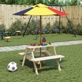 vidaXL, vidaXL Picknicktisch für 4 Kinder mit Sonnenschirm Massivholz Tanne
