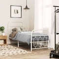vidaXL, vidaXL Bettgestell mit Kopf- und Fußteil Metall Weiß 75x190 cm