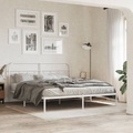 vidaXL, vidaXL Bettgestell mit Kopfteil Metall Weiß 160x200 cm