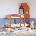 vidaXL, vidaXL Etagenbett mit Dach Wachsbraun 90x200 cm Massivholz Kiefer
