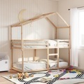 vidaXL, vidaXL Etagenbett mit Dach 90x190 cm Massivholz Kiefer