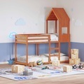 vidaXL, vidaXL Etagenbett mit Dach Wachsbraun 75x190 cm Massivholz Kiefer