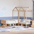 vidaXL, vidaXL Tagesbett und Bank mit Dach 90x190 cm Kiefernholz