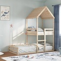 vidaXL, vidaXL Etagenbett mit Dach 90x200 cm Massivholz Kiefer