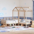 vidaXL, vidaXL Tagesbett und Bank mit Dach 80x200 cm Kiefernholz