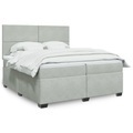 vidaXL, vidaXL Boxspringbett mit Matratze Hellgrau 200x200 cm Samt