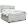 vidaXL, vidaXL Boxspringbett mit Matratze Hellgrau 200x200 cm Samt