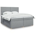 vidaXL, vidaXL Boxspringbett mit Matratze Hellgrau 200x200 cm Stoff