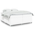 vidaXL, vidaXL Boxspringbett mit Matratze Weiß 200x200 cm Kunstleder