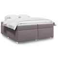 vidaXL, vidaXL Boxspringbett mit Matratze Grau 200x200 cm Kunstleder