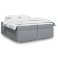 vidaXL, vidaXL Boxspringbett mit Matratze Hellgrau 200x200 cm Stoff