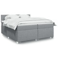 vidaXL, vidaXL Boxspringbett mit Matratze Hellgrau 200x200 cm Stoff