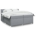 vidaXL, vidaXL Boxspringbett mit Matratze Hellgrau 200x200 cm Stoff