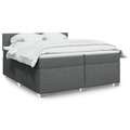 vidaXL, vidaXL Boxspringbett mit Matratze Dunkelgrau 200x200 cm Stoff