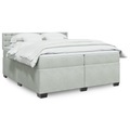 vidaXL, vidaXL Boxspringbett mit Matratze Hellgrau 200x200 cm Samt