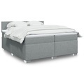 vidaXL, vidaXL Boxspringbett mit Matratze Hellgrau 200x200 cm Stoff
