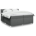 vidaXL, vidaXL Boxspringbett mit Matratze Dunkelgrau 200x200 cm Stoff