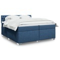vidaXL, vidaXL Boxspringbett mit Matratze Blau 200x200 cm Stoff