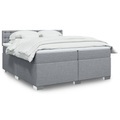 vidaXL, vidaXL Boxspringbett mit Matratze Hellgrau 200x200 cm Stoff