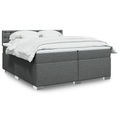 vidaXL, vidaXL Boxspringbett mit Matratze Dunkelgrau 200x200 cm Stoff