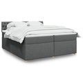 vidaXL, vidaXL Boxspringbett mit Matratze Dunkelgrau 200x200 cm Stoff