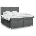 vidaXL, vidaXL Boxspringbett mit Matratze Dunkelgrau 200x200 cm Stoff