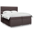 vidaXL, vidaXL Boxspringbett mit Matratze Dunkelbraun 200x200 cm Stoff