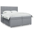 vidaXL, vidaXL Boxspringbett mit Matratze Hellgrau 200x200 cm Stoff