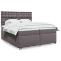 vidaXL, vidaXL Boxspringbett mit Matratze Grau 200x200 cm Kunstleder