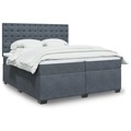 vidaXL, vidaXL Boxspringbett mit Matratze Dunkelgrau 200x200 cm Samt