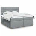 vidaXL, vidaXL Boxspringbett mit Matratze Hellgrau 200x200 cm Stoff