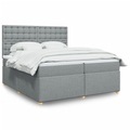 vidaXL, vidaXL Boxspringbett mit Matratze Hellgrau 200x200 cm Stoff