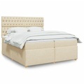 vidaXL, vidaXL Boxspringbett mit Matratze Creme 200x200 cm Stoff