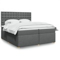 vidaXL, vidaXL Boxspringbett mit Matratze Dunkelgrau 200x200 cm Stoff
