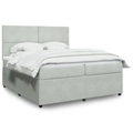 vidaXL, vidaXL Boxspringbett mit Matratze Hellgrau 200x200 cm Samt