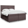 vidaXL, vidaXL Boxspringbett mit Matratze Dunkelbraun 200x200 cm Stoff