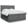 vidaXL, vidaXL Boxspringbett mit Matratze Dunkelgrau 200x200 cm Stoff